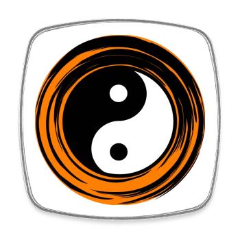 Yin-Yang Orange - Square fridge magnet - white - Front