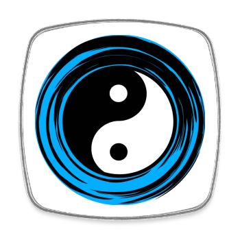 Yin-yang Blue - Square fridge magnet - white - Front