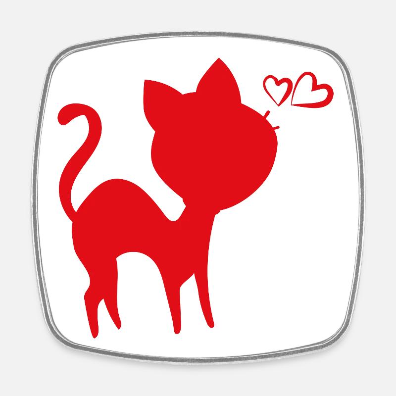Cat - Square fridge magnet - white