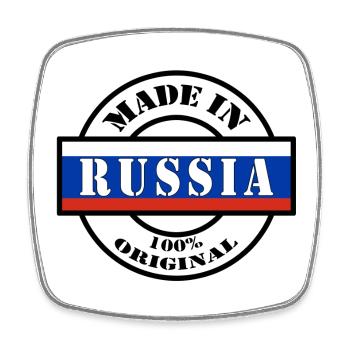 MADE IN RUSSIA, Russia, Russian Federation - Square fridge magnet - white - Front