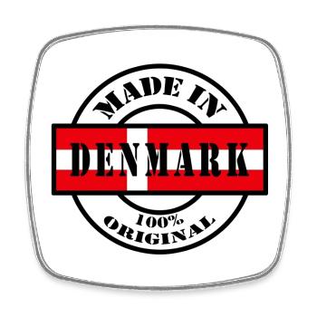 MADE IN DENMARK, Dänemark Kopenhagen Skandinavien - Viereckiger Kühlschrankmagnet - Weiß - Vorne