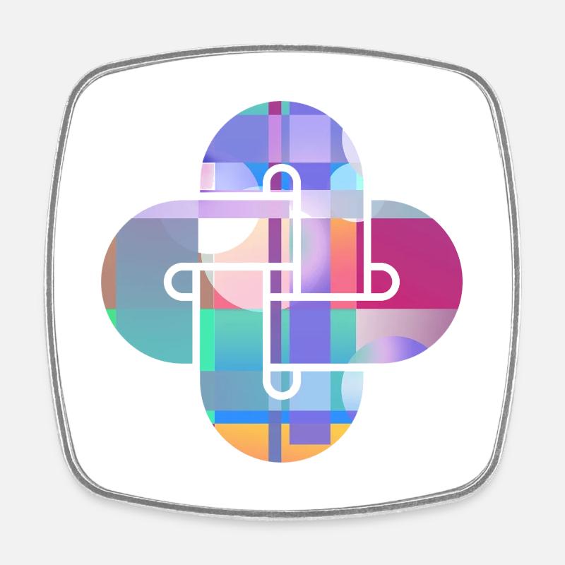 Prismatic Cross Mosaic - Square fridge magnet - white