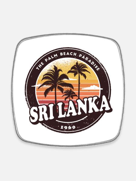 Sri Lanka Vintage Beach Design / Geschenkidee - Viereckiger Kühlschrankmagnet - Weiß