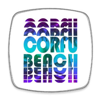 Corfu Beach Palme Design / Grèce - Magnet carré - blanc - Devant