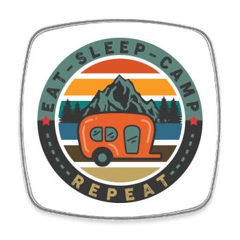 Vintage Retro lustige Camping Zitat Abzeichen Abenteuer - Viereckiger Kühlschrankmagnet - Weiß - Vorne
