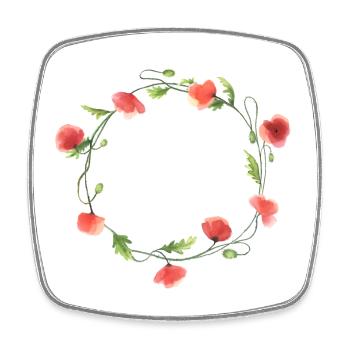 Blumenkranz aus roten Mohnblumen 1 - Viereckiger Kühlschrankmagnet - Weiß - Vorne