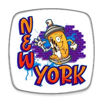 New York Graffiti - Viereckiger Kühlschrankmagnet - Weiß - Vorne