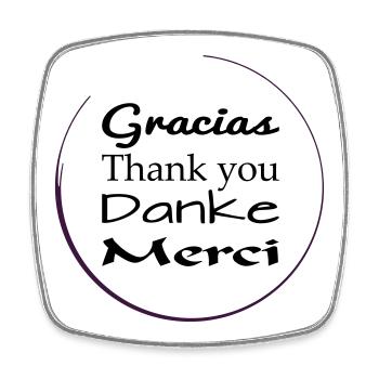 We say thank you, gracias, thank you, merci - Square fridge magnet - white - Front