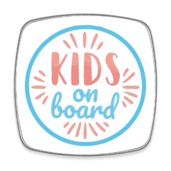 Kids on board - Square fridge magnet - white - Front
