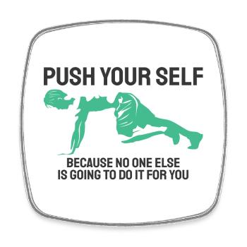 Drôle de gym Motivationnel Citation Lettrage Typographie - Magnet carré - blanc - Devant