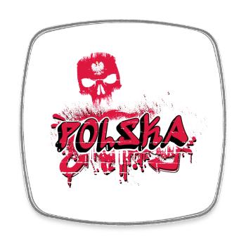Polen Graffiti Totenkopf Design - Viereckiger Kühlschrankmagnet - Weiß - Vorne