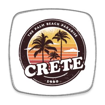 Kreta Griechenland Vintage Beach Design - Viereckiger Kühlschrankmagnet - Weiß - Vorne