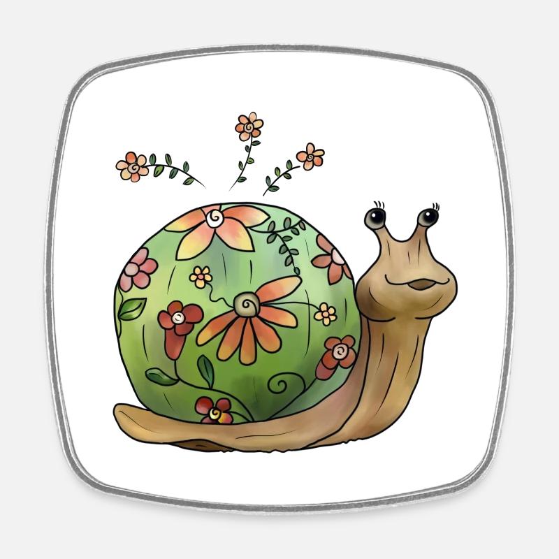 Blumenschnecke - Viereckiger Kühlschrankmagnet - Weiß