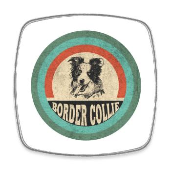 Border Collie Vintage - Viereckiger Kühlschrankmagnet - Weiß - Vorne