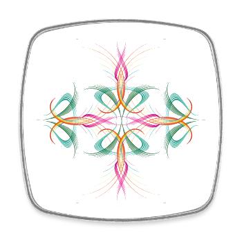 very delicate dynamically flowing cross ornament - Square fridge magnet - white - Front