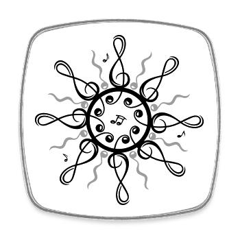 Music Sun Clefs Sheet Music Notes - Square fridge magnet - white - Front