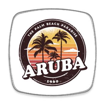 Aruba Vintage Beach Design / Gift Idea - Square fridge magnet - white - Front