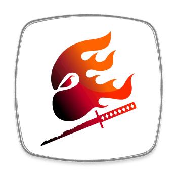 Ninja - Feuer - Flamme - Viereckiger Kühlschrankmagnet - Weiß - Vorne