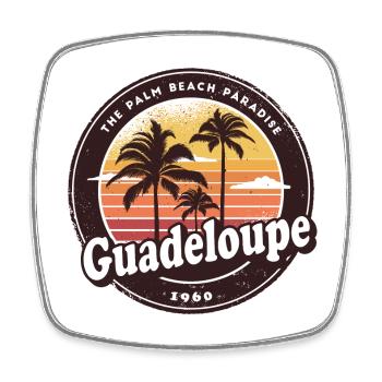 Guadeloupe Vintage Beach Design / Gift Idea - Square fridge magnet - white - Front