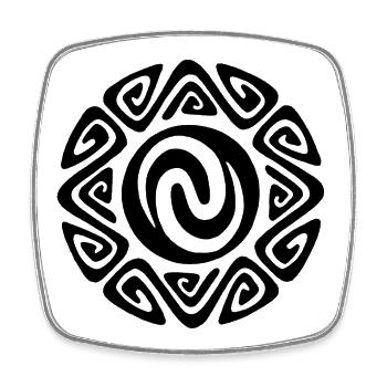 Symbole tribal noir polynésien - Magnet carré - blanc - Devant