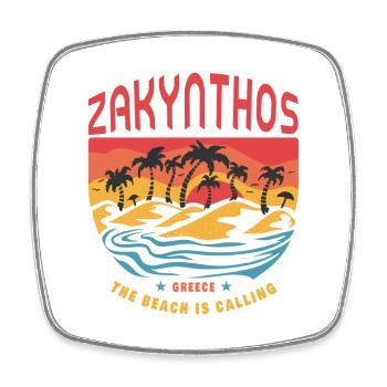 Design Zakynthos Grèce avec palmiers - Magnet carré - blanc - Devant