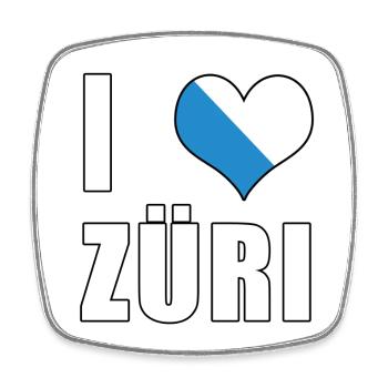 i love Zurich Züri Amour coeur Suisse cadeau - Magnet carré - blanc - Devant