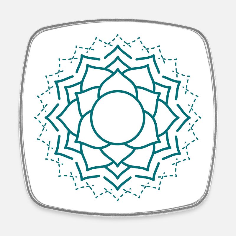 Motif floral complexe de mandala - Magnet carré - blanc