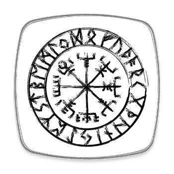 used Design - Vegvisir - Guide - Circuit de rune - Magnet carré - blanc - Devant