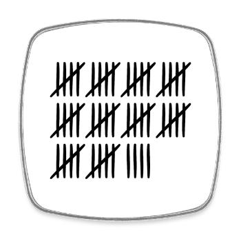 54 birthday tally sheet - 54 years old - Square fridge magnet - white - Front