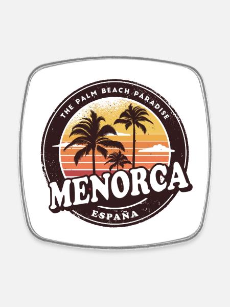 Minorque Espagne Vintage Beach Design - Magnet carré - blanc