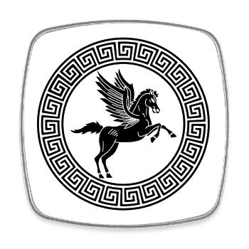 Symbol of the black Pegasus horse - Square fridge magnet - white - Front