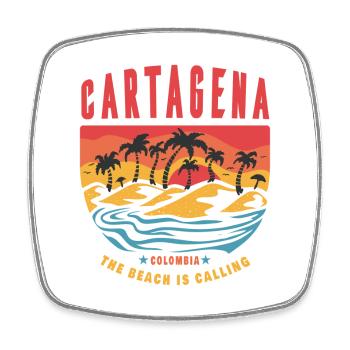 Cartagena Kolumbien Design mit Palmen - Viereckiger Kühlschrankmagnet - Weiß - Vorne
