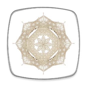 geometric macramé style flower pendant - Square fridge magnet - white - Front