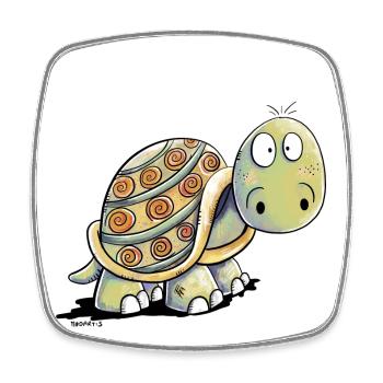 Nicht Hudeln Schildkröte - keine Hektik Spruch - Viereckiger Kühlschrankmagnet - Weiß - Vorne