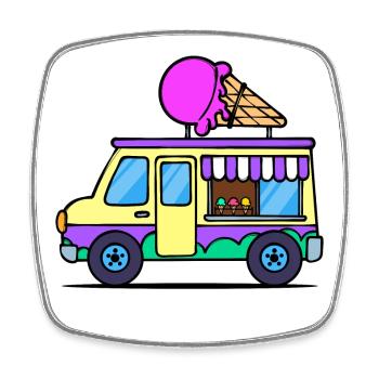 Kids Eiscreme - Viereckiger Kühlschrankmagnet - Weiß - Vorne