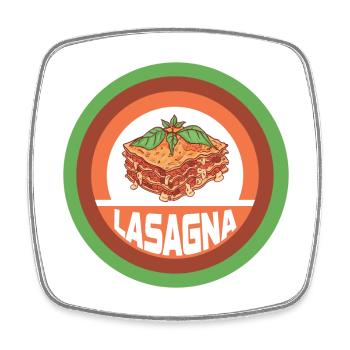 Lasagne Vintage Design - Viereckiger Kühlschrankmagnet - Weiß - Vorne