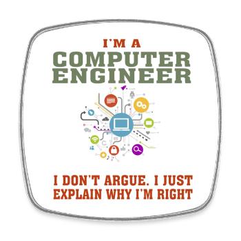 Drôle de citation d’ingénierie informatique pour Computer Engi - Magnet carré - blanc - Devant
