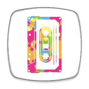 Cassettes musicales Mixtape 80S et 90S - Magnet carré - blanc - Devant