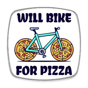 Lustig Pizza Biker Fahrrad Statement Bmx - Viereckiger Kühlschrankmagnet - Weiß - Vorne