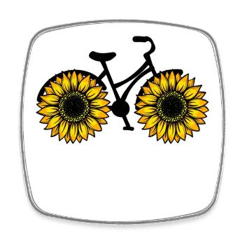 Sonnenblume Bmx Fahrrad - Viereckiger Kühlschrankmagnet - Weiß - Vorne