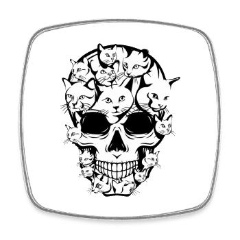 Halloween Lustige Katze Totenkopf Katzenliebhaber - Viereckiger Kühlschrankmagnet - Weiß - Vorne