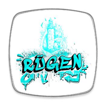 Rügen Graffiti Leuchtturm Design - Viereckiger Kühlschrankmagnet - Weiß - Vorne