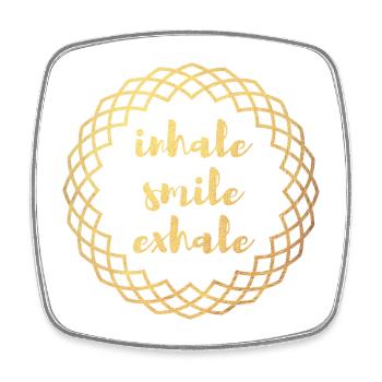 Inhale Exhale Yoga Or Cercle Meditation deluxe om - Magnet carré - blanc - Devant