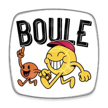 Boules ball with pork go to boules - Square fridge magnet - white - Front