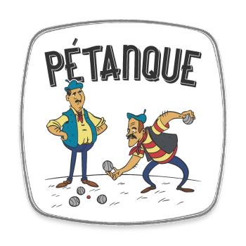 Petanque two players with boules balls boules boule - Square fridge magnet - white - Front