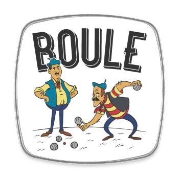 Petanque two players with boules balls boules boule - Square fridge magnet - white - Front