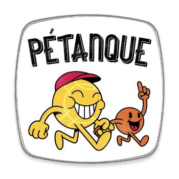 Boulette de pétanque avec boules de porc - Magnet carré - blanc - Devant