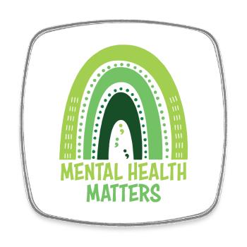 Mental Health Matters Green Rainbow - Square fridge magnet - white - Front