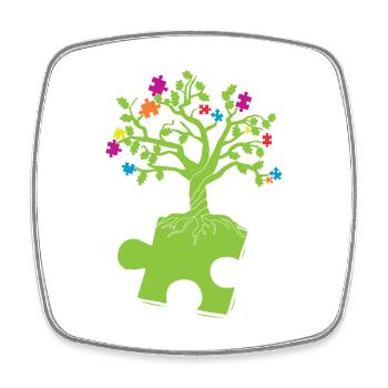Autismus Awareness Puzzle Baum - Viereckiger Kühlschrankmagnet - Weiß - Vorne