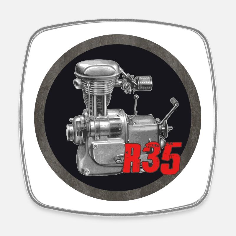 EMW R35 Oldtimer Motorrad - Viereckiger Kühlschrankmagnet - Weiß